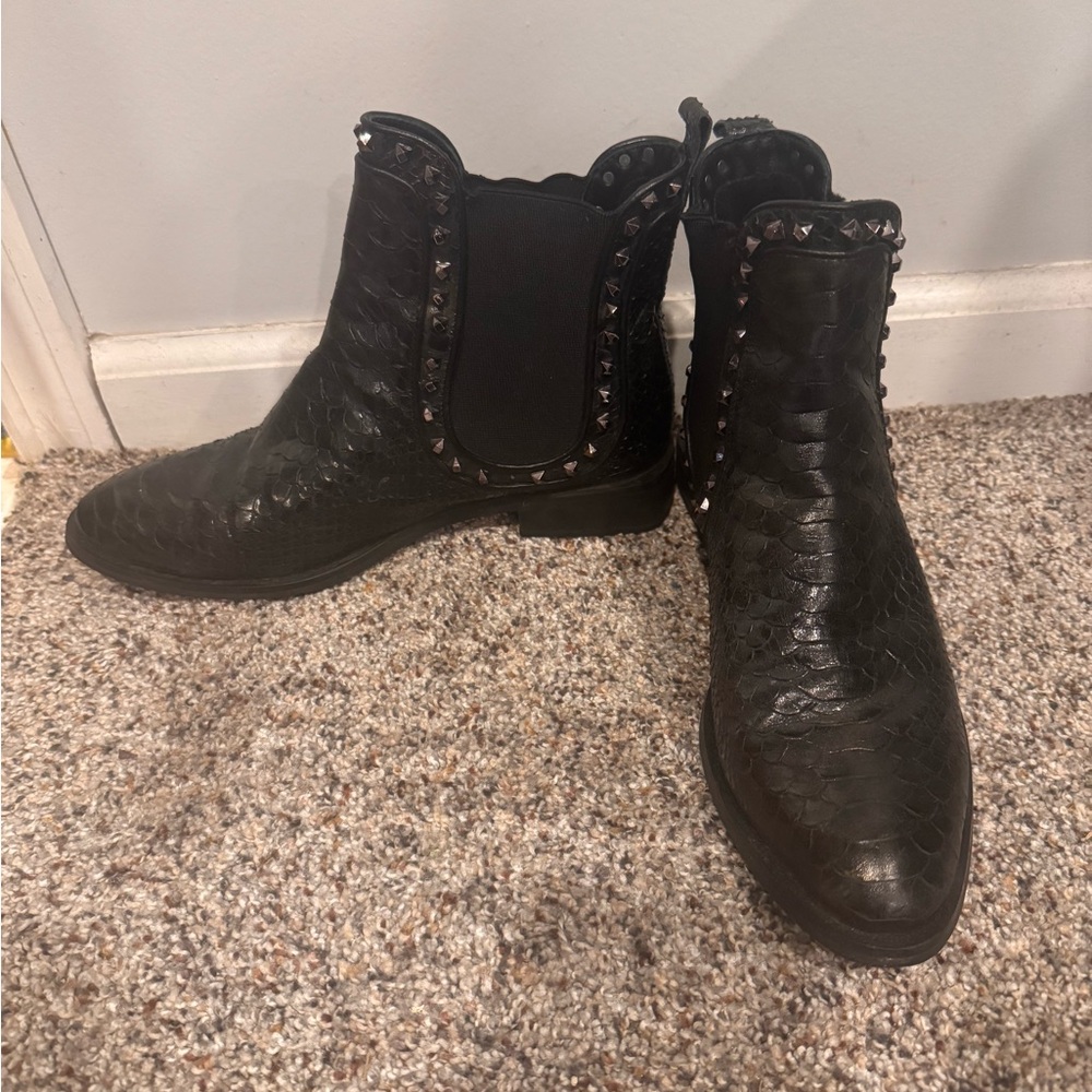 Vince Camuto Black Ankle Boots with Studded Detail